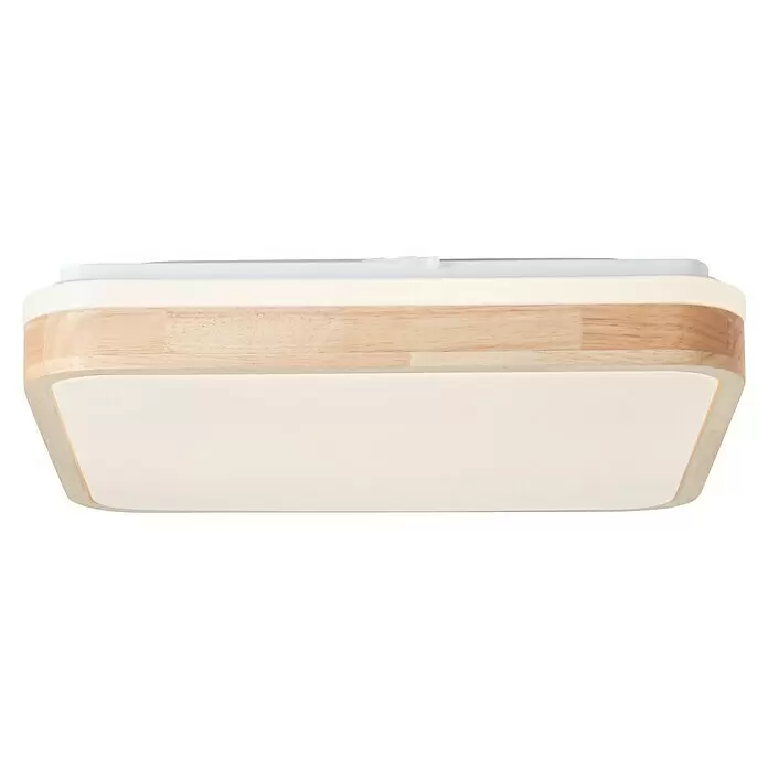 Brilliant LED-Deckenleuchte Tumeo - 24 W, L x B x H: 39 x 39 x 8 cm, Weiß, Warmweiß - Quadratische Deckenleuchte mit hellem Holzrahmen und weißem Diffusor.