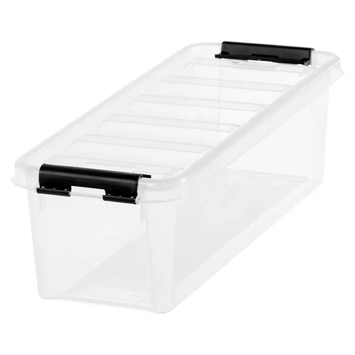 SmartStore Aufbewahrungsbox Classic 3,5 - L x B x H: 38 x 14 x 11 cm, Kunststoff, Transparent - Durchsichtige Aufbewahrungsbox mit schwarzem Verschluss für eine einfache Organisation und Lagerung von Gegenständen.