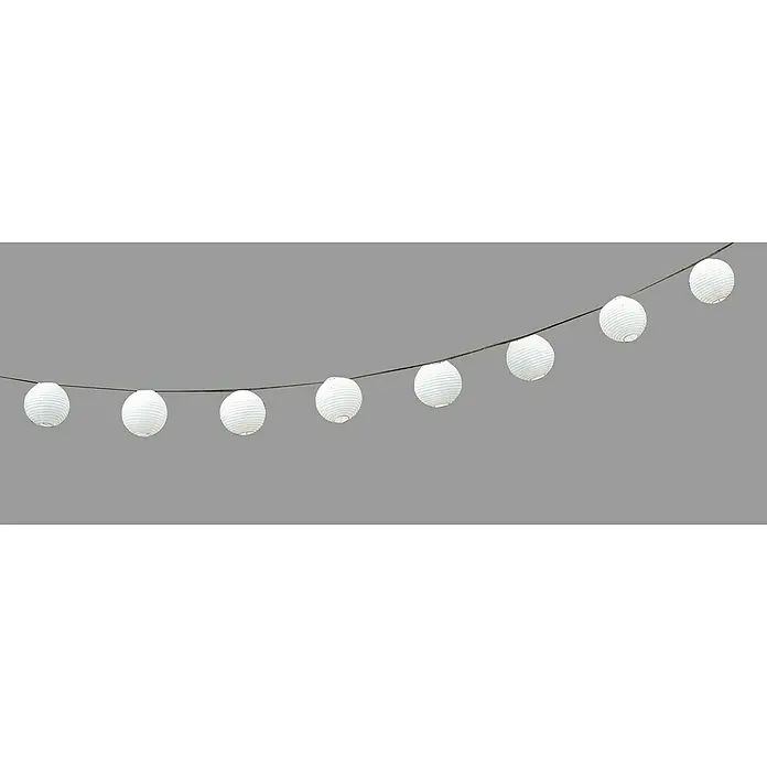 BAUHAUS Guirnalda luminosa solar Minilampions - Largo: 3,8 m, LED, Blanco - Una guirnalda de farolillos de papel blancos que proporciona una iluminación festiva y ambiental para añadir un toque de elegancia a cualquier ocasión.