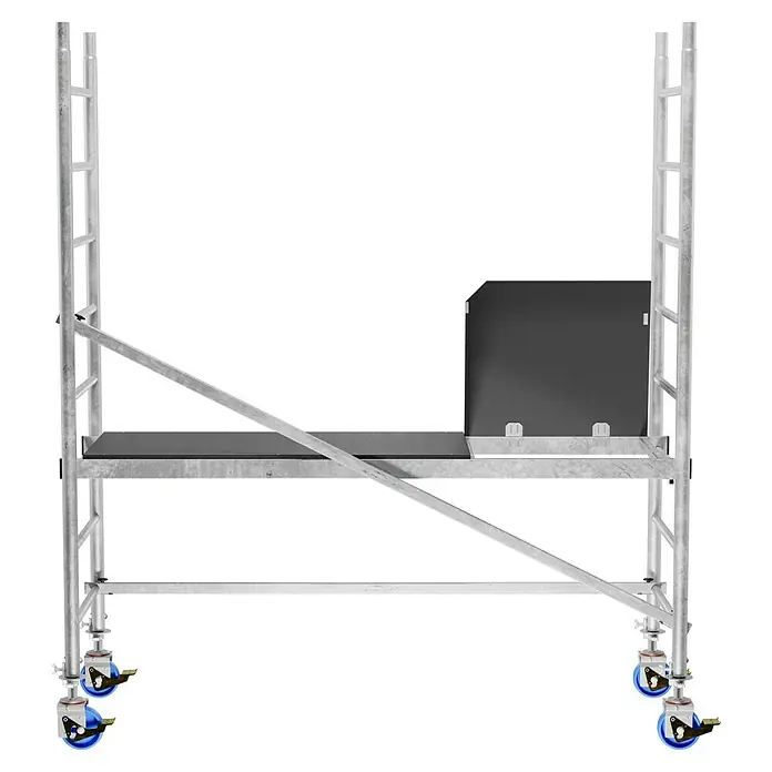 Krause ProTec Rollgerüst - Arbeitshöhe: 2,9 m, Belastbarkeit Plattform: 240 kg - Ein verstellbares Rollgerüst, ideal für Bauarbeiten und Renovierungen. Seine robuste Bauweise und die Räder sorgen für hohe Flexibilität und Sicherheit.