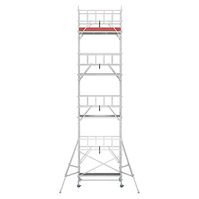 Krause ProTec XXL Rollgerüst BreitaufbauArbeitshöhe: 9,3 m, Bühnengröße: 2 x 1,2 m, Belastbarkeit: 200 kg/m² - Hier ist ein Rollgerüst mit einer Arbeitsplattform, das für Arbeiten in der Höhe ideal ist. Das Gerüst ist leicht und dennoch stabil.