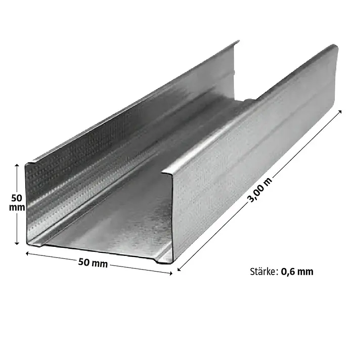 Probau CW-Standprofil - 3.000 x 50 x 50 mm - Abbildung eines U-Profils.