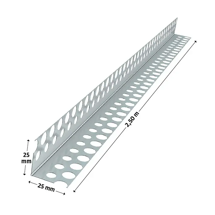 Probau Trockenbau-Eckprofil - 250 x 2,5 x 2,5 cm, Aluminium - Eine Metalleckschutzschiene mit Löchern und den Maßen 25x25 mm und einer Länge von 2,50 m, ideal zum Schutz von Ecken.