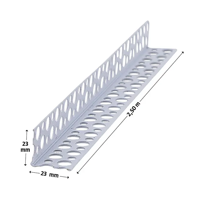 Probau Trockenbau-Eckprofil - 250 x 2,3 x 2,3 cm, Kunststoff - Bild einer 2,5 m langen Putzschiene aus PVC mit einem Schenkelmaß von 23 mm, die für saubere Kanten sorgt.