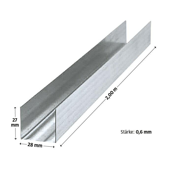 Probau UD-Wandanschlussprofil (200 x 2,8 x 2,7 cm, Verzinkt)