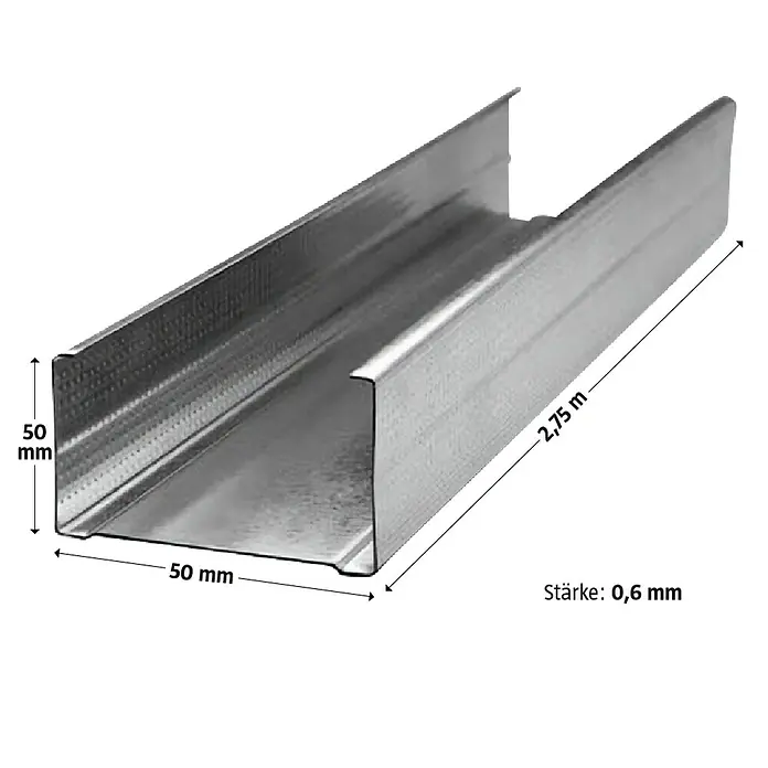 Probau CW-Standprofil - 2.750 x 50 x 50 mm - Metallprofil für Trockenbau.