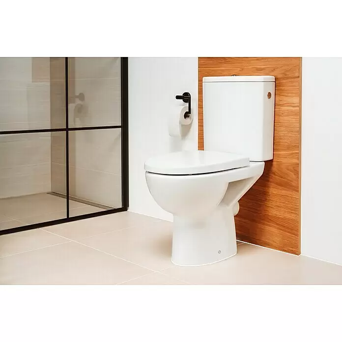 Stand-WC-Kombination Parva - Spülrandlos, Ohne Spezialglasur, Spülform: Tief, WC Abgang: Waagerecht, Weiß - Stimmungsaufnahme