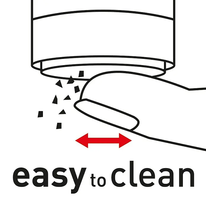 Neoperl Cascade SLC Wassersparstrahlregler - 2 Stk., 9 l/min, Chrom - Darstellung eines Produkts, das durch einfaches Abwischen leicht zu reinigen ist.