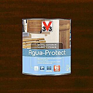 V33 Barniz para madera Exterior AguaProtect (Roble oscuro, 2,5 l, Brillante)