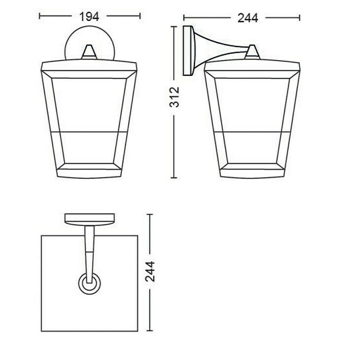 Philips Hue Led-wandlamp voor buiten (1 lampen, 15 W, Lichtkleur: Bont, IP44)