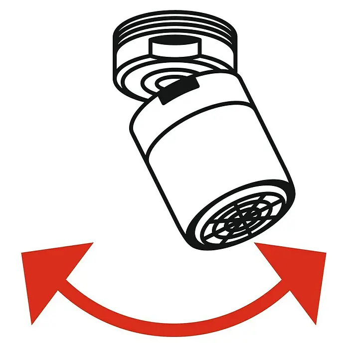 Neoperl Wassersparstrahlregler Honeycomb - M22/M24, 1 Stk., 7 l/min - Die Abbildung zeigt eine flexible, drehbare Leuchte. Die Leuchte kann in verschiedene Richtungen gedreht werden.