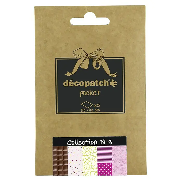 Décopatch Papel decorativo Pocket N3 - 40 x 30 cm, Papel - Papeles de decoupage "Colección N°3" en formato bolsillo con cinco hojas (30x40 cm). Material artesanal para proyectos creativos.