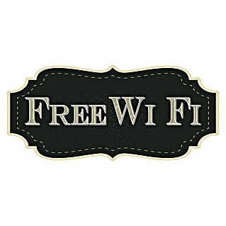 Adhesivos decorativos Free Wi-Fi vintage (Lámina adhesiva decorativa, 31 x 15 cm, Negro/Beige)