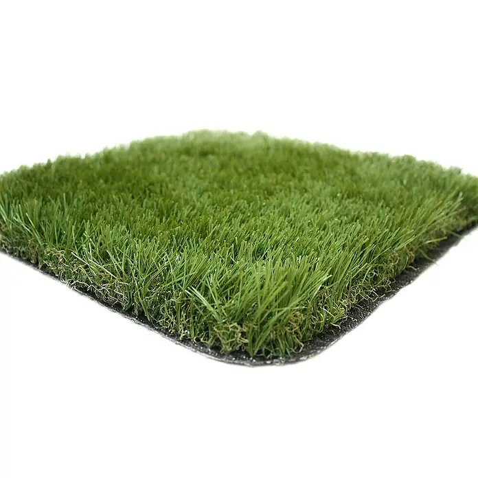 Césped artificial Aruba - 5 x 2 m, Altura del pelo: 40 mm, 16.800 puntadas/m² - Primer plano de un trozo de césped artificial, mostrando una textura de césped realista y fibras verdes densas.