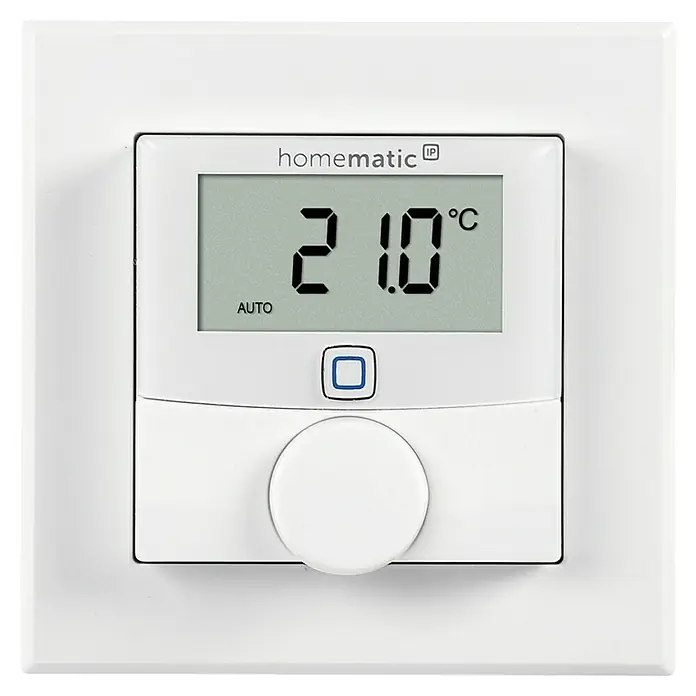 Homematic IP Funk-Raumthermostat HmIP-BWTH - Netzbetrieben, 230 V, 54 x 86 x 86 mm, Weiß - Homematic IP Wandthermostat: Ein elektronischer Raumthermostat zur komfortablen Steuerung der Raumtemperatur mit großem Display.