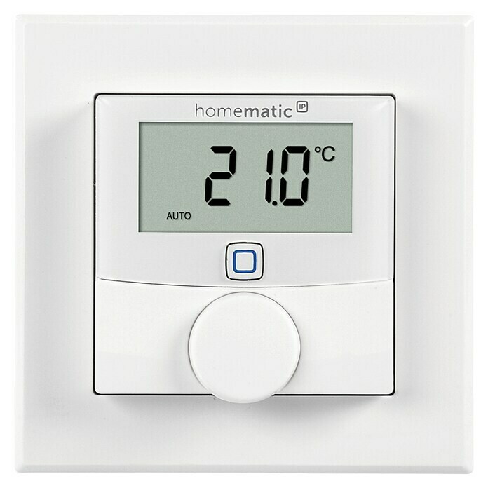 Homematic IP Funk-Raumthermostat HmIP-BWTHNetzbetrieben, 230 V/50 Hz, 54 x 86 x 86 mm Front View