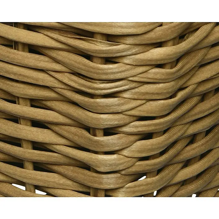Jardinera para balcón - Longitud exterior máx.: 60 cm, Colores surtidos - Primer plano de una cesta de ratán claro, que muestra una textura robusta y natural para la decoración del hogar o muebles de exterior.