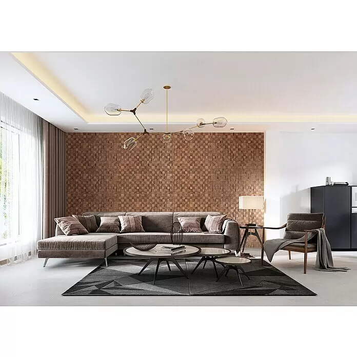 Wandpaneel Quadro II - Kiefer, 380 x 380 mm, Stärke: 11 mm - 13 mm, 0,58 m² - Stimmungsaufnahme