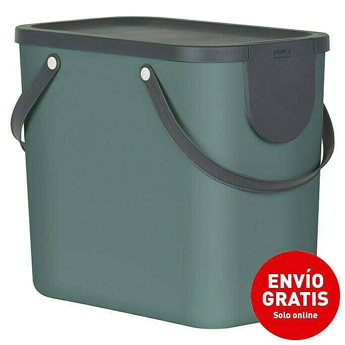 Rotho Sistema de separación de residuos Albula (25 l, Verde muérdago, Cuadrado, Plástico)