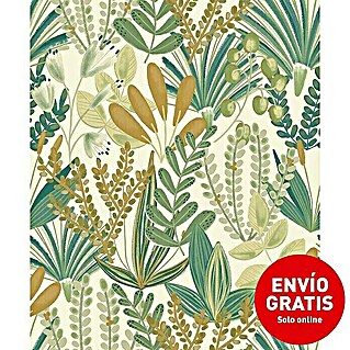 Papel pintado Botánico con hojas (Verde, Motivo decorativo, 10 x 0,53 m)