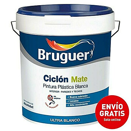 Bruguer Pintura para paredes y techos Ciclón (Blanco, Mate, 15 l)