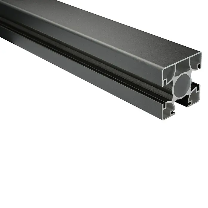 Kovalex Sichtschutzelement Premium Startermodul Komplettset - B x H: 180 x 180 cm, Anthrazit - Graues Aluminiumprofil mit einem rechteckigen Design und einer glatten Oberfläche, ideal für verschiedene Konstruktionsanwendungen.