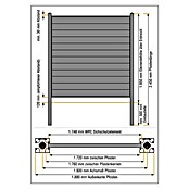 Kovalex Sichtschutzelement Premium Startermodul Komplettset (B x H: 180 x 180 cm, Anthrazit) | BAUHAUS