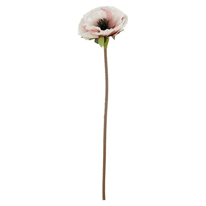 Flor artificial Amapola - Altura: 53 cm, Crema - Una elegante flor artificial con delicados pétalos rosas y un largo tallo marrón, perfecta para añadir un toque de estilo.