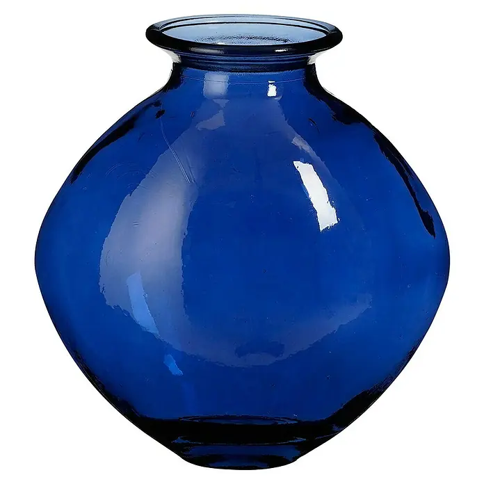 Jarrón Qin - Ø x Al: 24 x 26 cm, Vidrio, Azul - Elegante jarrón de vidrio azul, perfecto como decoración o para flores. El diseño es clásico y atemporal.
