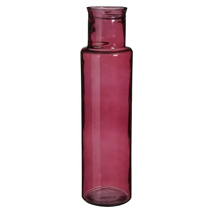 Jarrón García - Ø x Al: 15 x 55 cm, Fucsia, Vidrio - Elegante jarrón de vidrio color rojo rubí. El jarrón cilíndrico es un excelente objeto decorativo para arreglos florales y añade un toque de color a cualquier estancia.