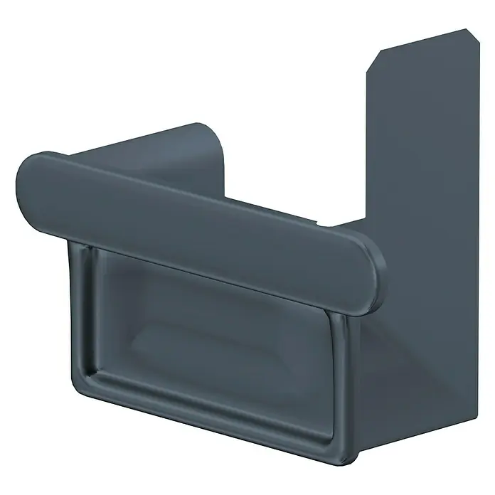 Sarei Rinnenendstück - Nennweite: 70 mm, Aluminium, Anthrazit, Links & Rechts - Nahaufnahme eines stilvollen, modernen Toilettenpapierhalters in elegantem Grau, der Funktionalität und Design vereint.