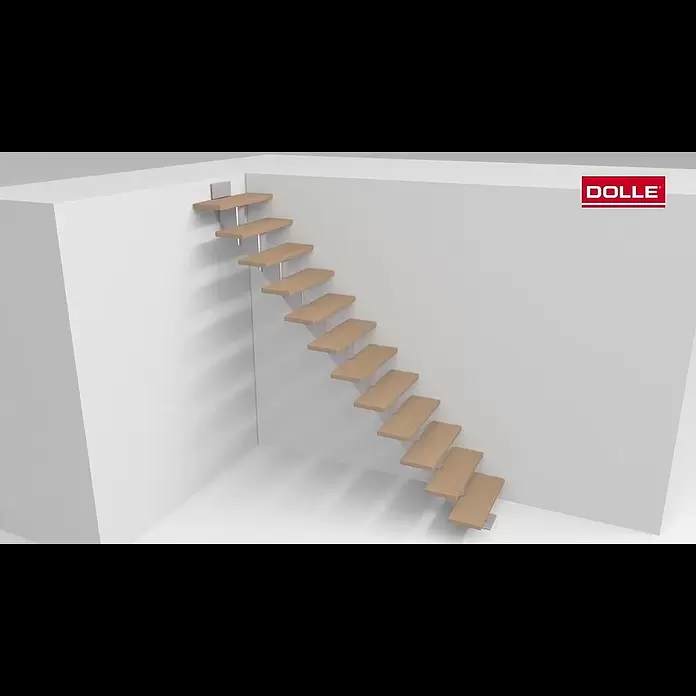 Dolle Mittelholmtreppe Hamburg - Breite: 75 cm, Gerade, Anthrazitgrau, Farbe Stufen: Eiche Weiß, Geschosshöhe: 278 cm - 322 cm - Montagevideo Mittelholmtreppe DOLLE Hamburg geradelaufend