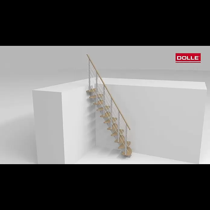 Dolle Mittelholmtreppe Berlin - Breite: 64 cm, Variabel, Perlgrau, Farbe Stufen: Eiche Weiß, Geschosshöhe: 259 cm - 315 cm - Montagevideo MittelMontagevideo Mittelholmtreppe DOLLE Berlin geradelaufendholmtreppe DOLLE Berlin geradelaufend