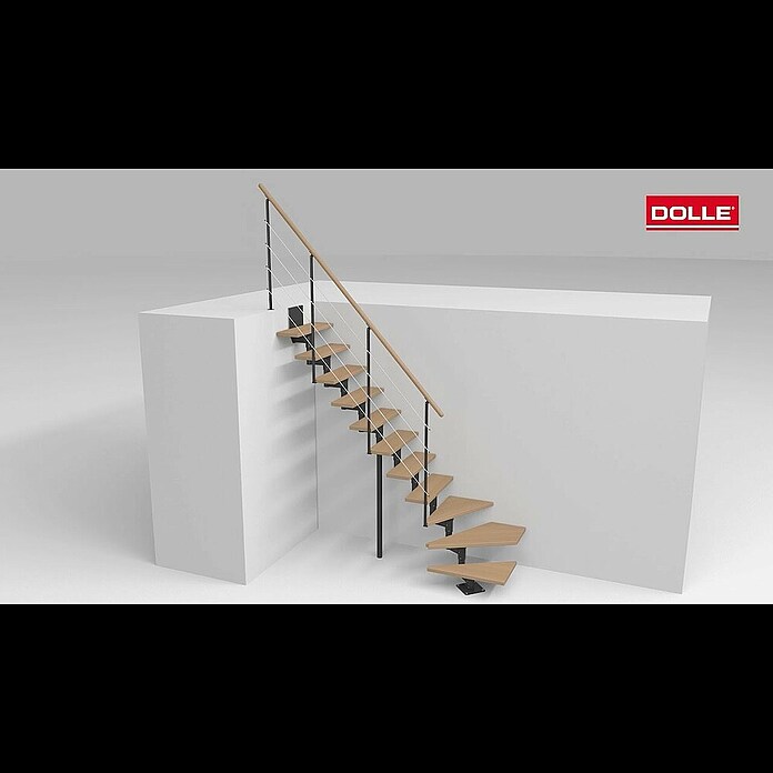 Dolle Mittelholmtreppe Boston (Breite: 74 mm, Anthrazitgrau, 1/4-gewendelt, Farbe Stufen: Buche Natur, Geschosshöhe: 228 cm - 300 cm) | BAUHAUS