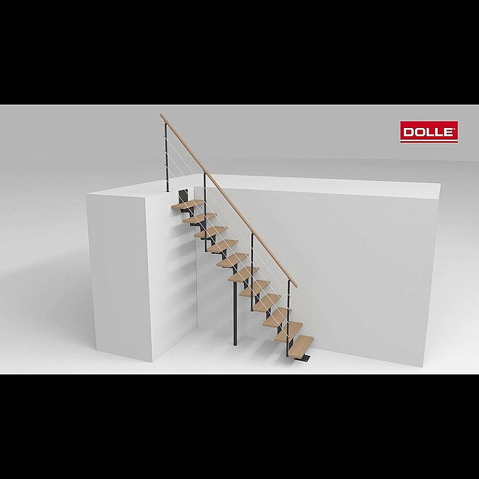 Dolle Mittelholmtreppe Boston (Breite: 74 mm, Verkehrsweiß, Gerade, Farbe Stufen: Buche Natur, Geschosshöhe: 228 cm - 300 cm) | BAUHAUS