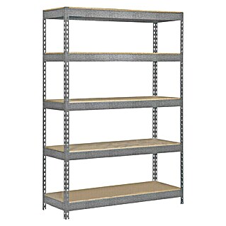 Simonrack Bricoforte Schwerlastregal (H x B x T: 200 x 100 x 60 cm, Traglast: 300 kg, Anzahl Böden: 5 Stk., Stecken, Silber, Material Boden: Holzwerkstoff)