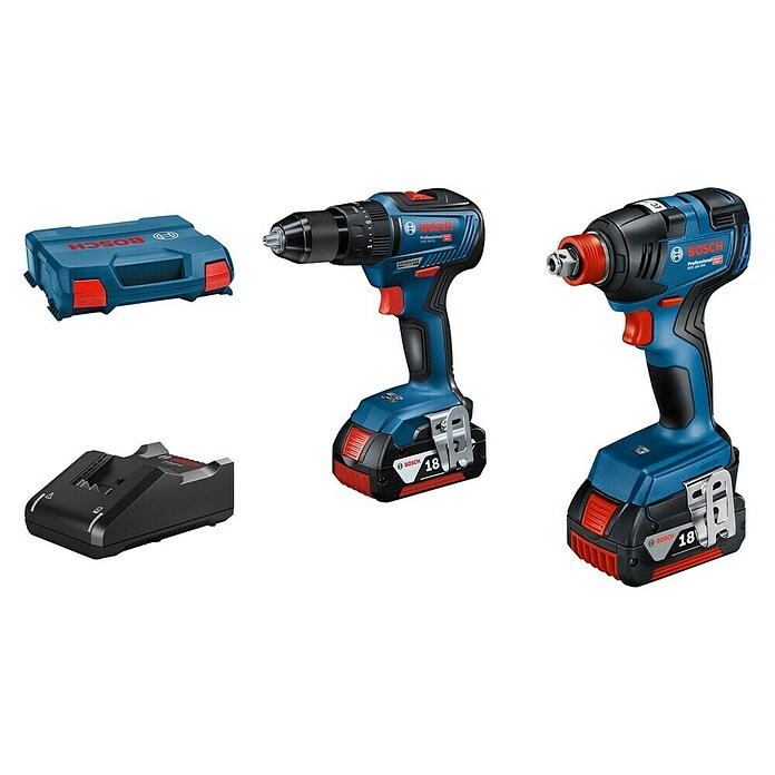 Bosch Professional Set de taladros GDX18V-200+GSB18V-55 (18 V, 2 baterías, 4 Ah, 5 pzs.) | BAUHAUS
