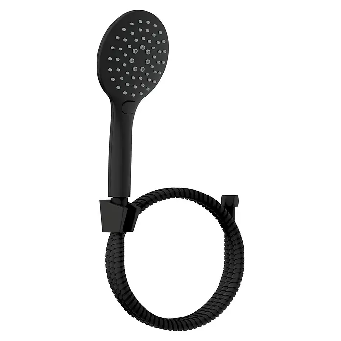 Camargue Maui Brause-Set - Anzahl Funktionen: 3 Stk., Durchmesser: 12,5 cm, Schwarz - Schwarzer Duschkopf mit Schlauch. Das moderne Design des Duschkopfes sorgt für ein stilvolles Duscherlebnis.
