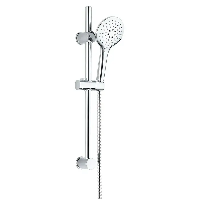 Camargue Maui Brausegarnitur - Anzahl Strahlarten: 3 Stk., Chrom - Moderne Duschgarnitur mit Handbrause und verstellbarer Stange in Chrom für ein stilvolles Badezimmerambiente.