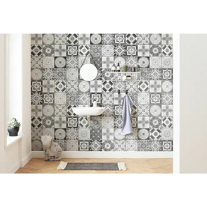 Komar Infinity 2 Fototapete Pattern Porto - B x H: 400 x 250 cm, Vlies - Badezimmer mit Mosaikfliesenwand.