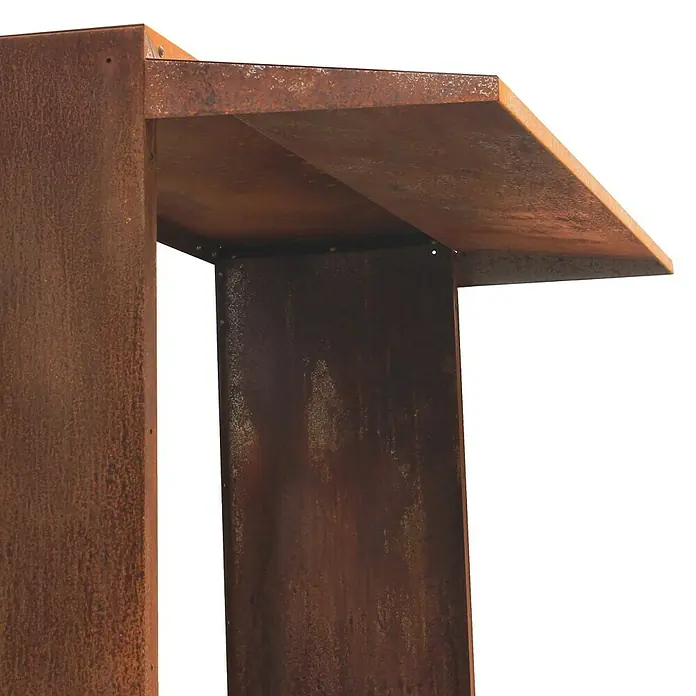 Palatino Exclusive Line Vordach Woodpecker - 35 x 100 cm, Passend für: Palatino Exclusive Line Brennholzregal Woodpecker - Rostfarbene Stahlkonstruktion mit rechteckiger Überdachung, ideal für den Außenbereich als Gartendekoration oder Akzent.