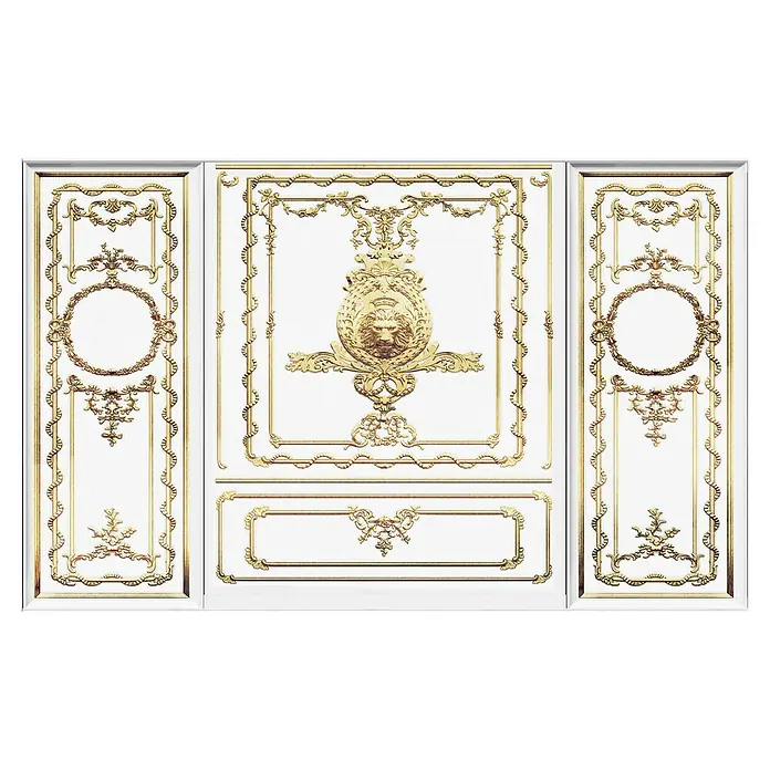 Komar Infinity 2 Fototapete Roaring Royal - B x H: 400 x 250 cm, Vlies - Dekoratives Wandpaneel mit goldenen Verzierungen und klassischem Design, ideal für elegante Innenräume.