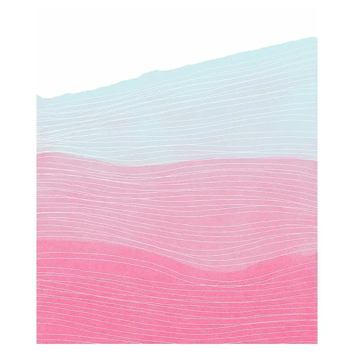 Komar Infinity 2 Fototapete Strawberry Streets - B x H: 200 x 250 cm, Vlies - Abstrakte Kunst mit Farbverläufen in Rosa- und Blautönen, verziert mit feinen, geschwungenen Linien. Ein modernes und stilvolles Designelement.
