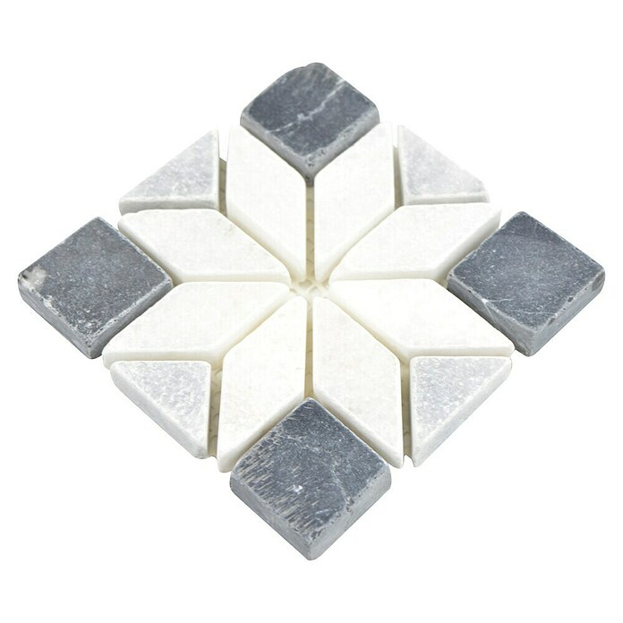 Antikmarmor (10 x 10 cm, Weiß/Schwarz/Grau, Matt)