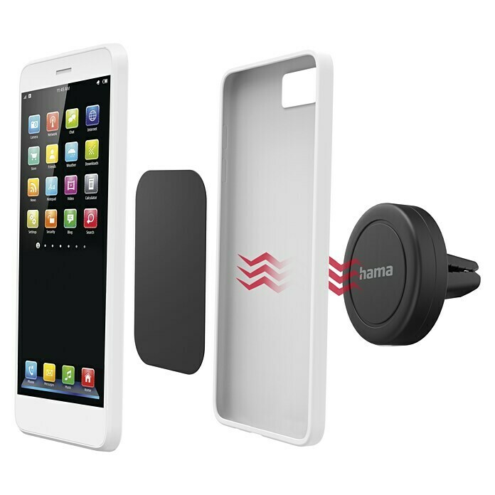 Hama Kfz-Smartphone-Halterung Magnet für Lüftung 360 Grad drehbar  (Passend für: Jedes Smartphone mit und ohne Case oder Schutzhülle)