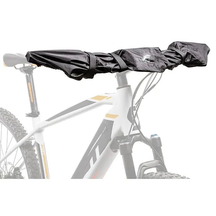 Fischer Schutzhülle für Display und Lenker - Geeignet für: Alle Fahrradtypen - Bild von Fahrradzubehör, schwarzer Fahrradtransportschutz für Rahmen und Sattel, ideal für sicheren Transport und Schutz.