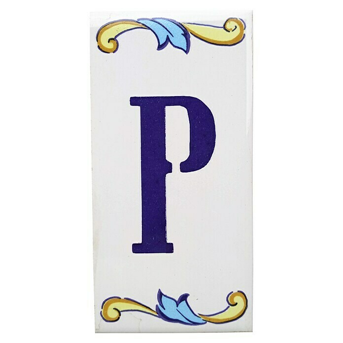 Azulejo de gres Letra P (7,5 x 15 cm, Blanco, Brillante)