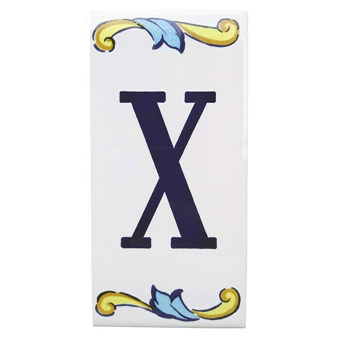 Azulejo de gres Letra X (7,5 x 15 cm, Blanco, Brillante)