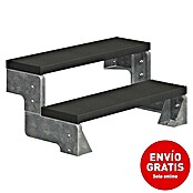 Sogem Escalera exterior Gardentop (Ancho: 80 cm, Número de escalones: 2 ud., Recto, Acero Galvanizado, Antracita) | BAUHAUS