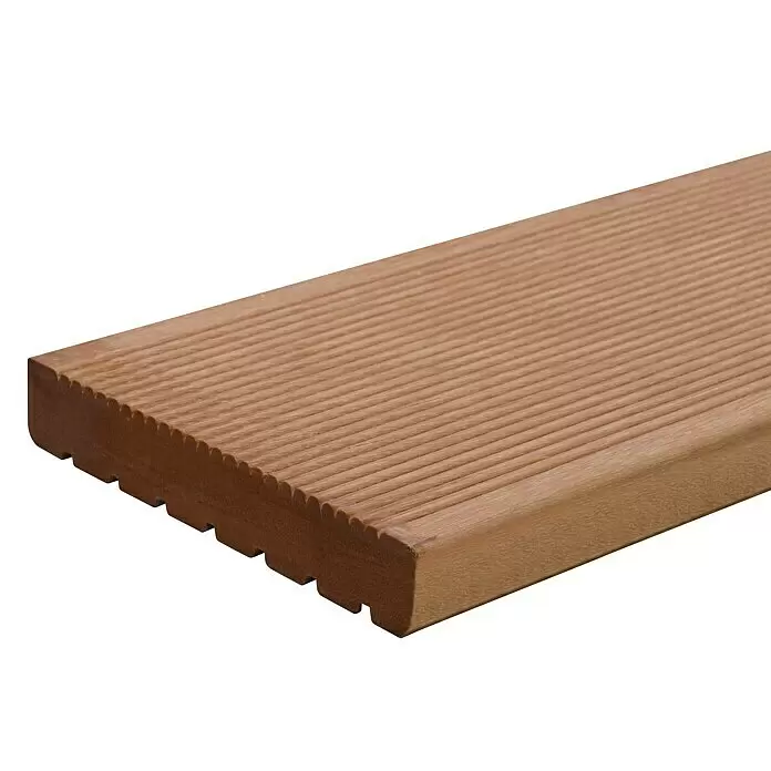 Terrassendiele Premium/Select - Bangkirai, 300 x 14,5 x 2,5 cm, Braun - Braunes WPC-Terrassendiele mit geriffelter Oberfläche und genuteter Unterseite.